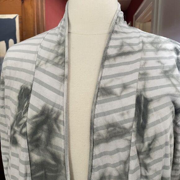 Pure Jill Size XL Tie Dye Striped Gray Cotton Comfy Open Front Cardigan Sweater - Picture 4 of 7